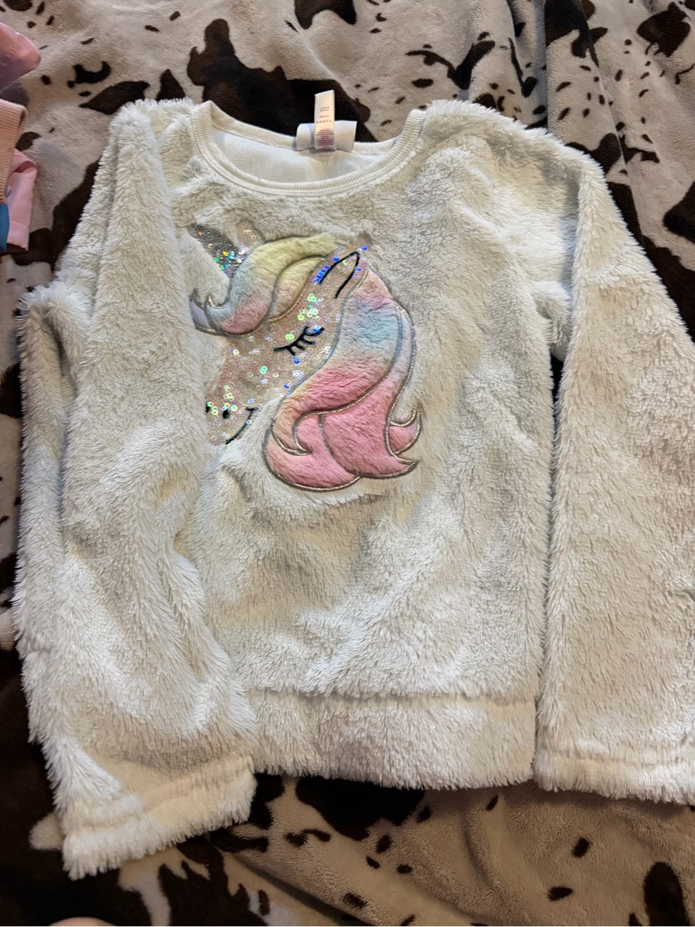 Magic Plush Hooded Unicorn Jacket in White with Pastel Accents